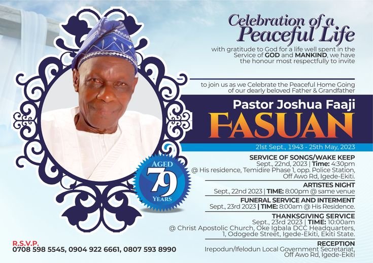 Burial Invitation IV card Burial IV printing and funeral program printing in Warri